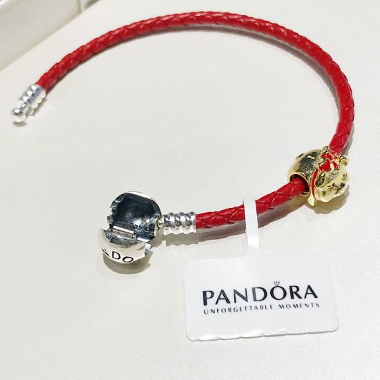 Pandora Golden Pig Red Rope Bangle