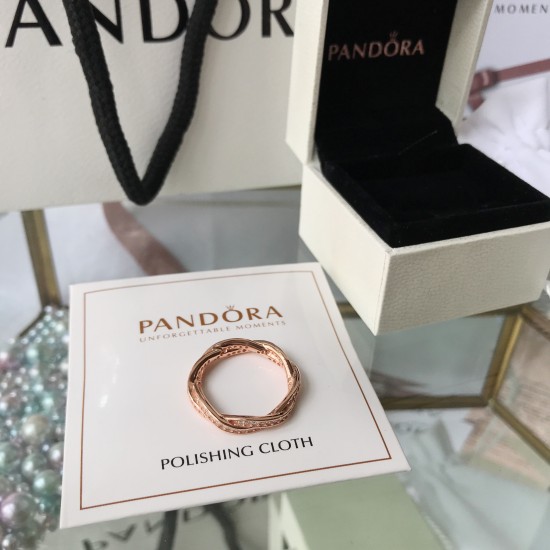 Pandora Sparkling Twisted Lines Ring 180892CZ-60