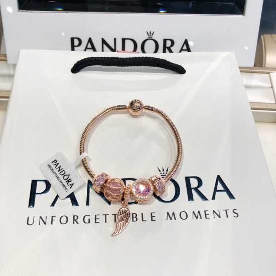 Sale Pandora 18K Rose Gold Bangle Pink Gold 20082742 For Pandora