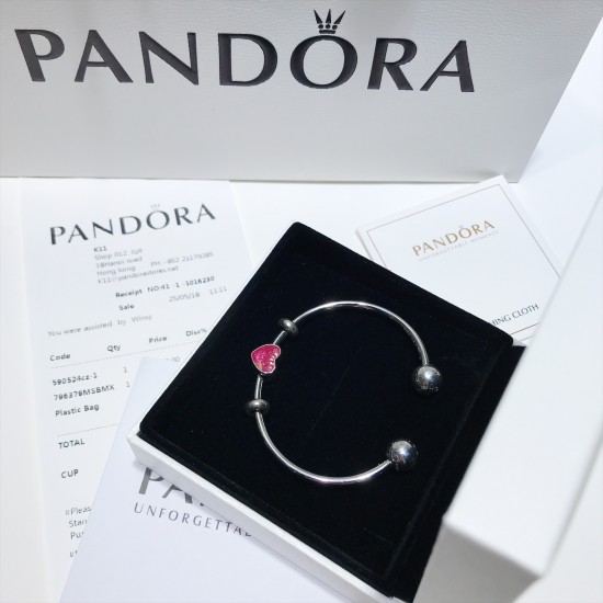 Pandora Red Love Open Bracelet Sterling Silver