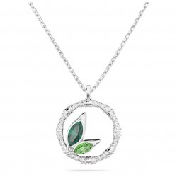Swarovski Dellium Pendant 5645370 Round Shape Bamboo Green Silver Necklace