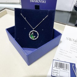 Swarovski Dellium Pendant 5645370 Round Shape Bamboo Green Silver Necklace