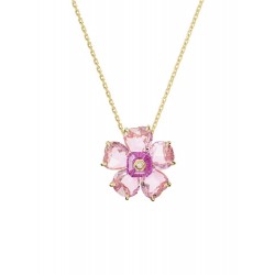 Swarovski Florere Pendant 5650569 Flower Pink Gold Tone Plated Necklace