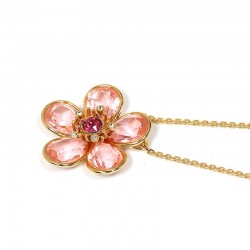 Swarovski Florere Pendant 5657875 Flower Pink Gold Tone Plated Necklace