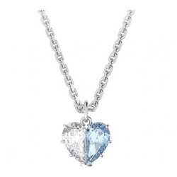 Swarovski Gema 520 Pendant 5653008 Heart Blue Rhodium Plated Necklace