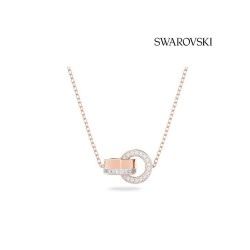 Swarovski Hollow Pendant Interlocking Loop 5636496 Rose Gold Necklace L75cm