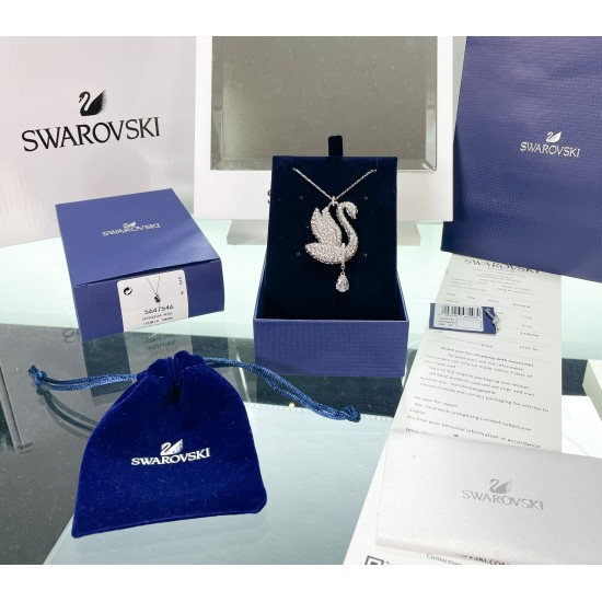 Swarovski Iconic Swan Pendant 5647546 Swan White Silver Necklace