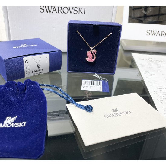 Swarovski Iconic Swan Pendant 5647552 Medium Pink Gold Necklace