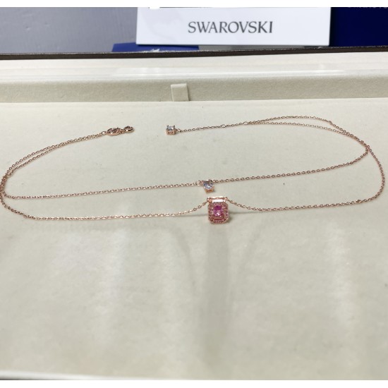 Swarovski Millenia Layered Pendant 5640558 Octagon Cut Purple Rose Gold Necklace