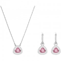 Swarovski Millenia Set Pendant Trilliant Cut 5619503 Pink Silver Necklace L38cm