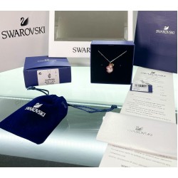 Swarovski Pop Swan Pendant 5649200 Swan Pink Rhodium Plated Necklace