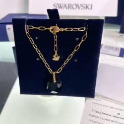 Swarovski T Bar Pendant 5558340 Grey Gold Tone Plated Necklace