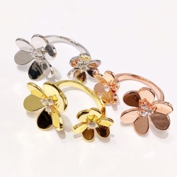 Van Cleef & Arpels Frivole Rose Gold And Silver/Yellow Gold VCA Rings 3 Colors 