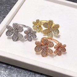 Van Cleef & Arpels Frivole Rose Gold VCA Rings/Silver/Gold Of 3 Colors 
