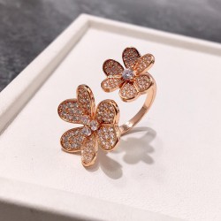 Van Cleef & Arpels Frivole Rose Gold VCA Rings/Silver/Gold Of 3 Colors 