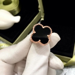 Van Cleef & Arpels Sweet Alhambra Of Gold And Black/Silver VCA Rings 5 Colors 