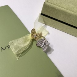 Van Cleef & Arpels Two Butterfly Of Gold/Silver/Green/Pink VCA Rings 4 Colors 