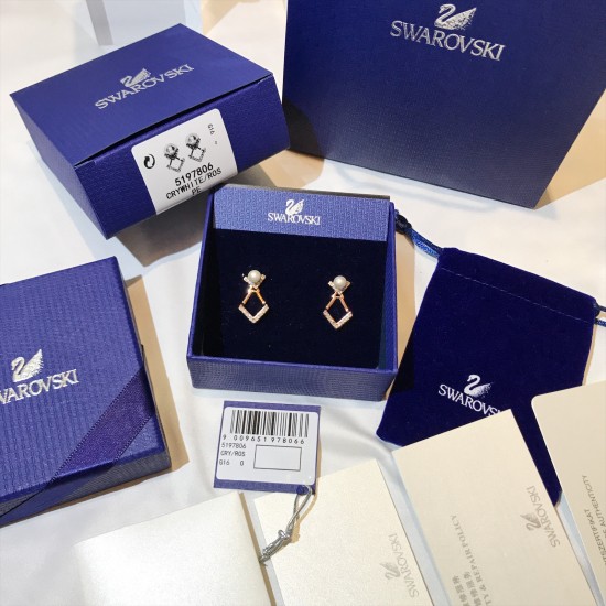 Swarovski Edify Clear Crystal Pearl Earrings 5197806