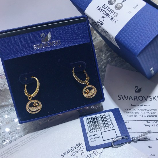 Swarovski Leather Swan Earrings 5374918
