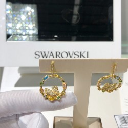Swarovski Rainbow Swan Hoop Pierced Earrings 5549051 3.5x2.7CM