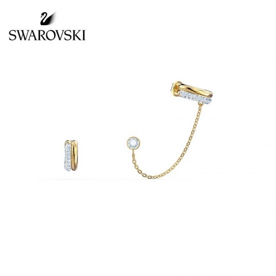 Swarovski Time Pierced Earring Cuff 5566005 1.4/0.5x0.5CM-Swarovski Gold Earrings