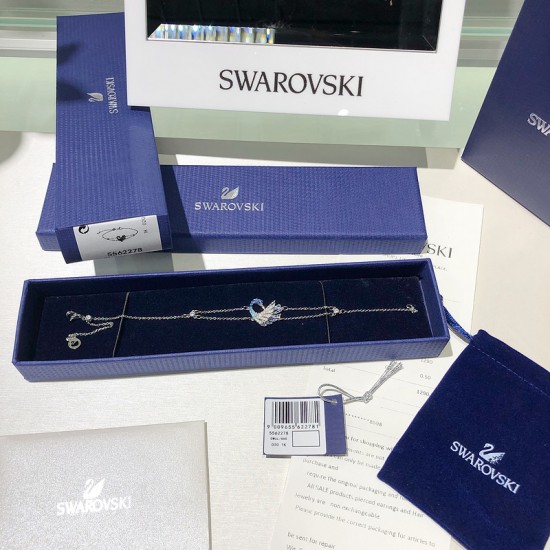 Swarovski 18K WG Waltz Swan Bracelet 5562278-Swarovski Sterling Silver Bracelet & Bangle