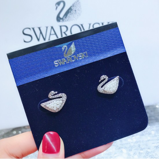 New Swarovski Iconic Swan Earrings 5429270 For Swarovski Sterling Silver  Earrings