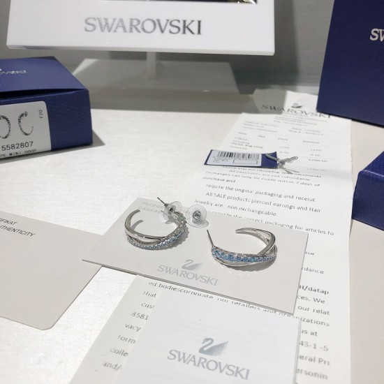 Swarovski Twist Hoop Pierced Earrings 5582807 2.6x0.6CM