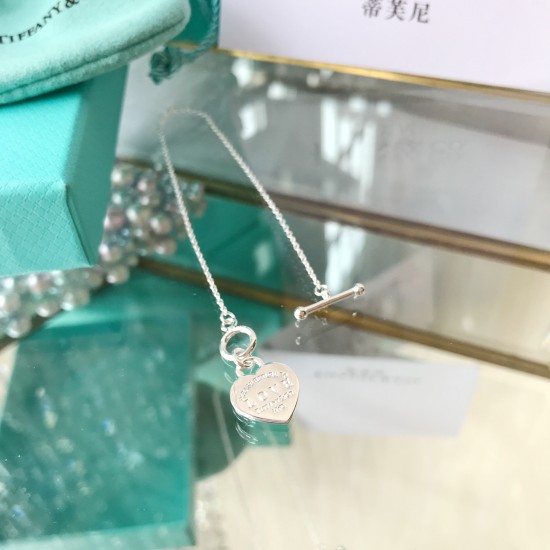 Tiffany Enamel Heart Shaped Bracelet Sterling Silver