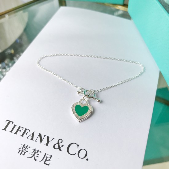 Tiffany Enamel Heart Shaped Bracelet Sterling Silver