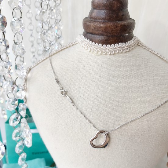 Tiffany & Co. Elsa Peretti 5 Open Heart Pendant Necklace Silver925 16