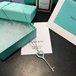 Tiffany Keys Beaded Heart Key Pendant Sterling Silver
