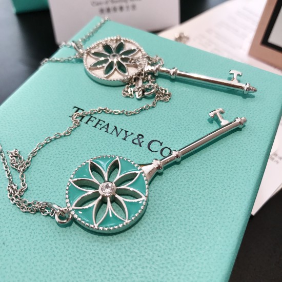 Tiffany Keys Enamel Sunflower Pendant Sterling Silver