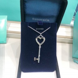 Tiffany Keys Heart Key Charm Necklace Sterling Silver