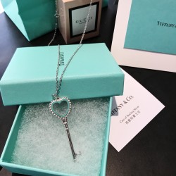 Tiffany Keys Beaded Heart Key Pendant Sterling Silver