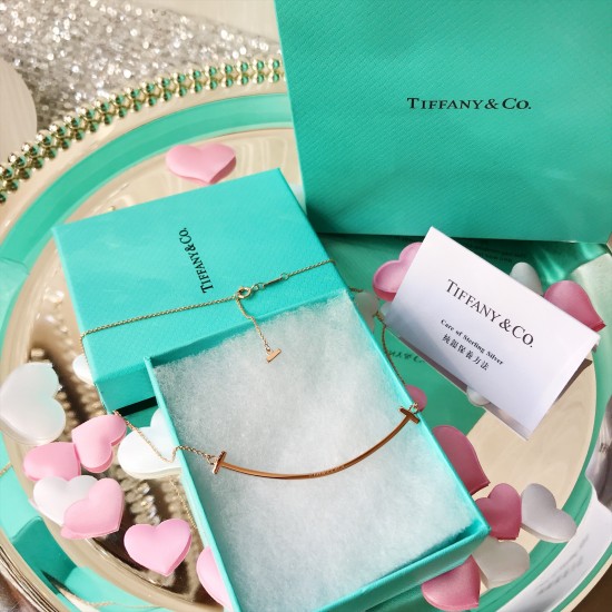 Tiffany T Smile Pendant White Gold Rose Gold