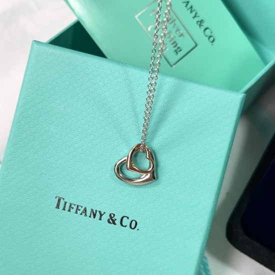 Tiffany & Co.Platinum Double Heart Love Hollow Necklace For W Jewelry
