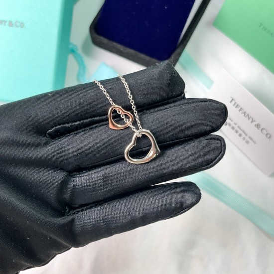 Tiffany & Co.Platinum Double Heart Love Hollow Necklace For W Jewelry
