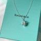 Tiffany & Co.Silver Blue Bowknot Necklace For W Pendant Jewelry