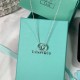 Tiffany & Co.Silver Double Ring 1837 Roman Numeral Round Necklace For W Pendant Jewelry