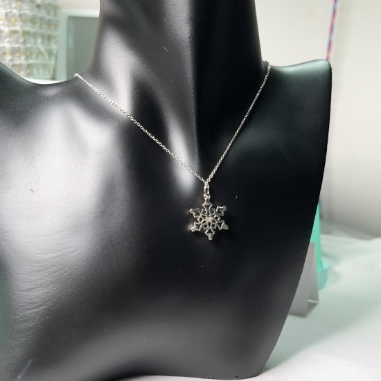 Tiffany & Co.Silver Snowflake Hollow Necklace For W Jewelry