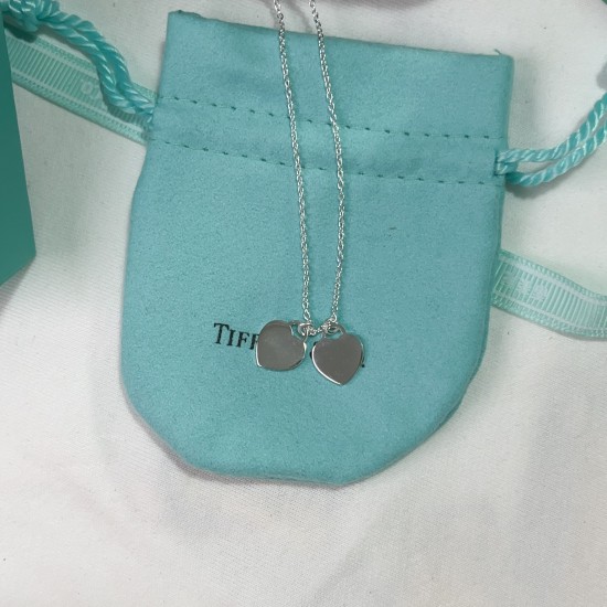 Tiffany & Co.Silverpink Double Heart Necklace For W Pendant Jewelry