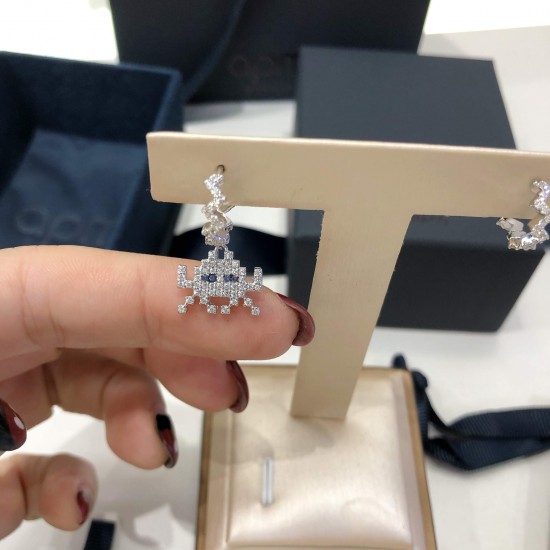 APM Monaco 925 Silver Dancing Robot Asymmetrical Earrings W Jewelry