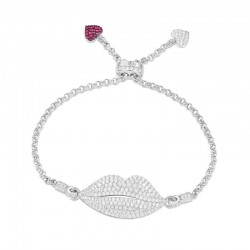 APM Monaco 925 Silver Diamond Lip Bracelet W Jewelry