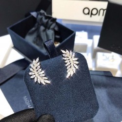 APM Monaco 925 Silver Olive Leaf Stud Earrings W Jewelry