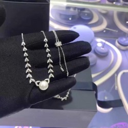 APM Monaco 925 Silver Pearl Petal Clavicle Chain W Jewelry