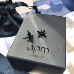 APM Monaco Black Hexagram Stud Earrings W Jewelry