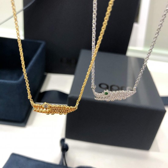 APM Monaco Gold Crocodile Necklace W Jewelry