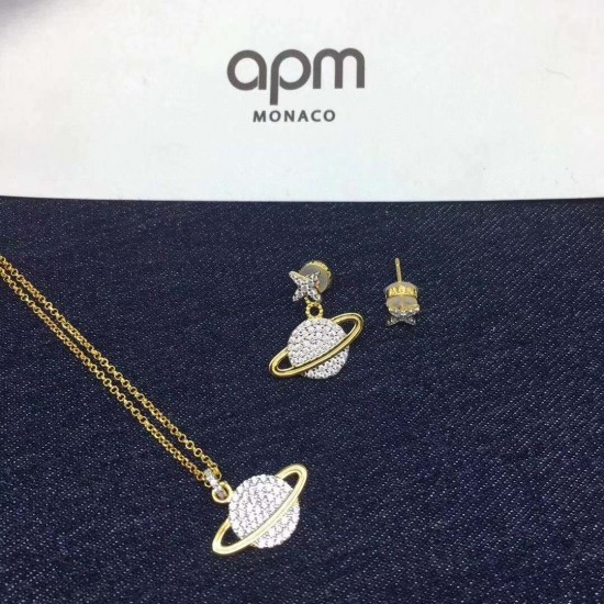 APM Monaco Gold Pendant Earrings For W JewelrySuit