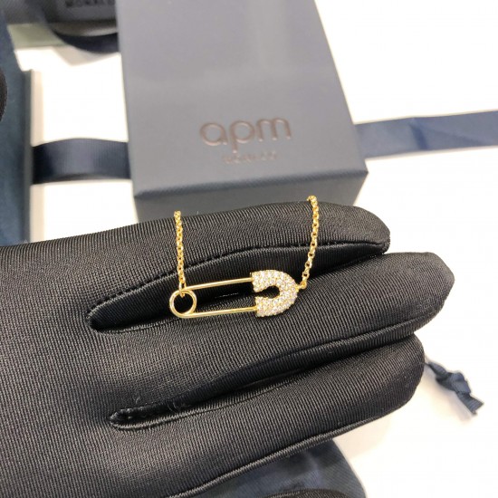 APM Monaco Gold Pin Collarbone Chain Necklace W Jewelry